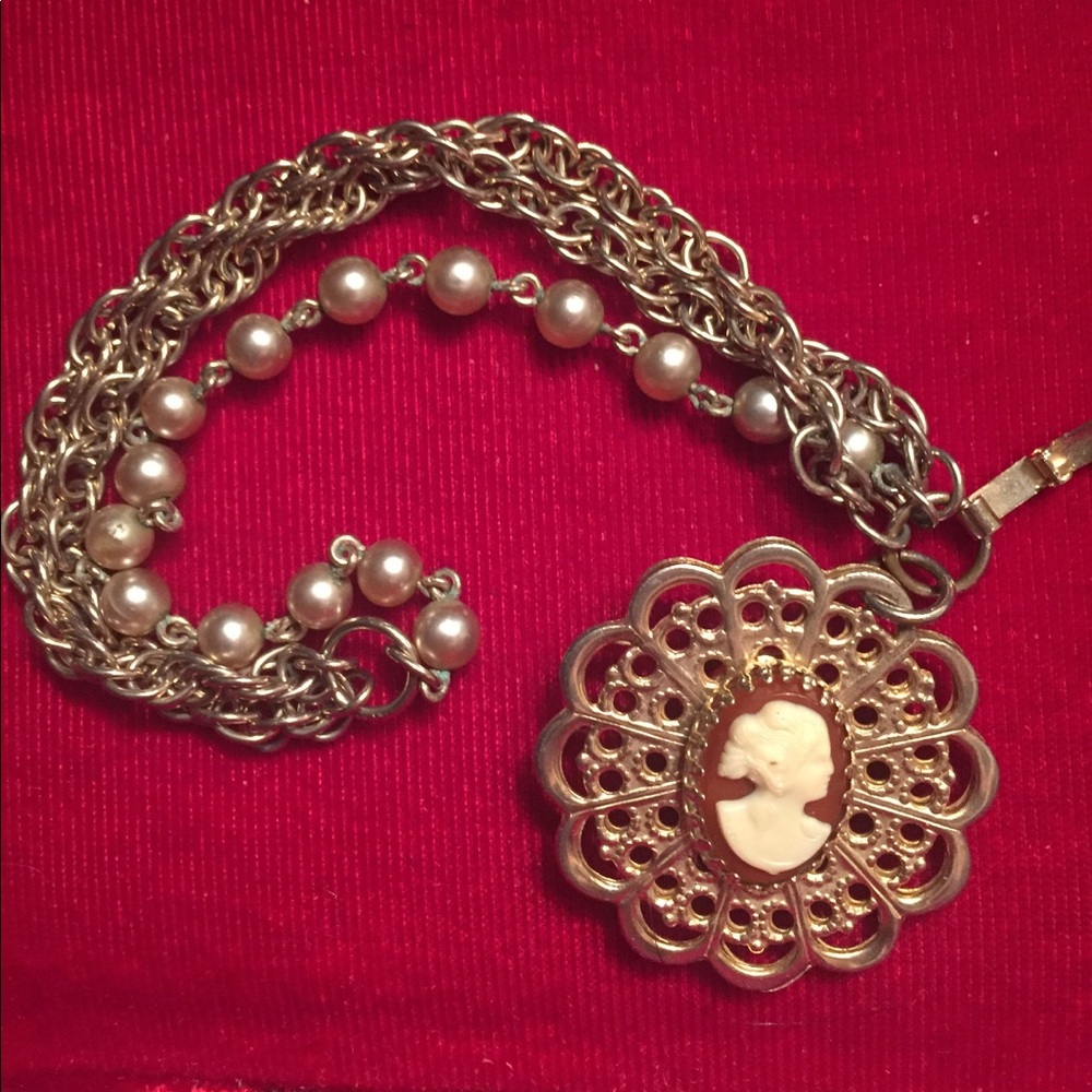 Vintage cameo charm bracelet